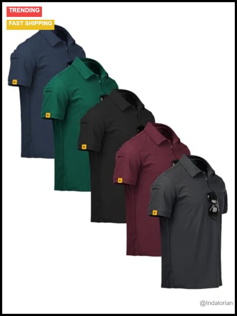 5 Pack Men's Polo Shirts Short Sleeve Moisture Wicking Golf Athletic T-Shirt